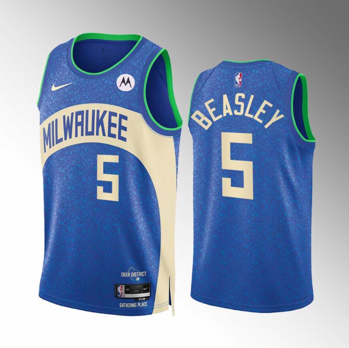 Men's Milwaukee Bucks #5 Malik Beasley Blue 2023-24 City Edition Stitched Basketball Jersey Dzhi,We sell and wholesale Men's Milwaukee Bucks #5 Malik Beasley Blue 2023-24 City Edition Stitched Basketball Jersey Dzhi on line form chian!